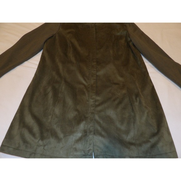 H by Halston Jacket Shacket Womens Green 12 Full Zip Olive Faux Suede - Picture 4 of 15